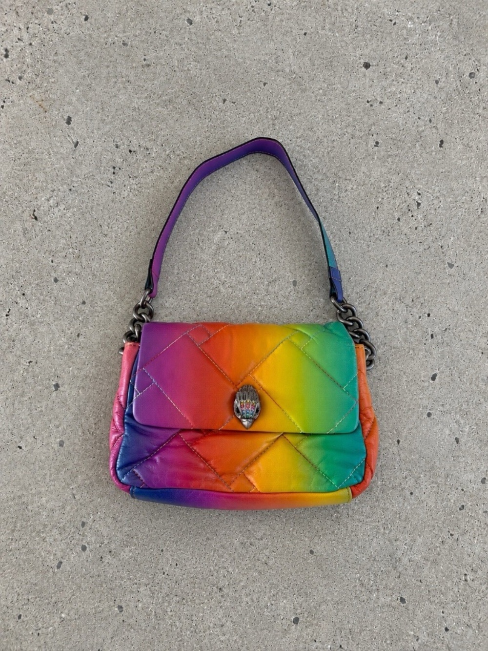 Kurt Geiger Small Kensington Quilted Rainbow Leather Shoulder Bag Authentic ❤️